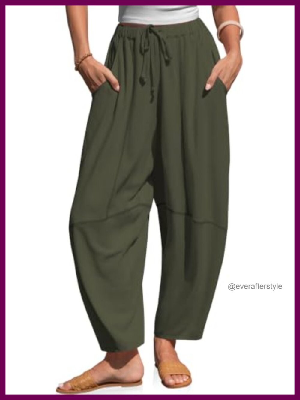 Linen Barrel Pants Baggy Wide Leg Lounge with Pockets Harem